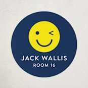 "Emoji Party" - Custom Name Labels in Navy by Baumbirdy - Front