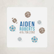 "Ballgame" - Custom Name Labels in Indigo by Jessie Steury - Front