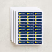 "Emoji Party" - Custom Name Labels in Navy by Baumbirdy - Full Sheet