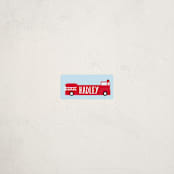 "Fire Engine Name" - Custom Name Labels in Clear Sky by Dea and Bean - Front