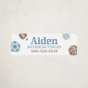 "Ballgame" - Custom Name Labels in Indigo by Jessie Steury - Front