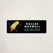 "Rocket Blast" - Custom Name Labels in Space by chocomocacino - Front