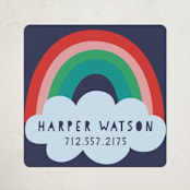 "Pop of Color" - Custom Name Labels in Indigo by Shirley Lin Schneider - Front