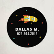 "Rocket Blast" - Custom Name Labels in Space by chocomocacino - Front