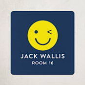 "Emoji Party" - Custom Name Labels in Navy by Baumbirdy - Front