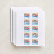 "Surfs Up" - Custom Name Labels in Turquoise by Shirley Lin Schneider - Full Sheet