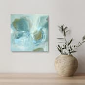 "move with the tide" - Commissioned Original Mixed Media in blue by Roberta Hoiness Art