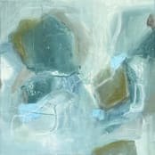"move with the tide" - Commissioned Original Mixed Media in blue by Roberta Hoiness Art