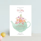 "Tea Party" - Children's Birthday Party Invitations in Mint by Nazia Hyder - Front