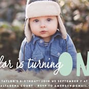 "Bright Future" - Children's Birthday Party Invitations in Cool Mint by Annie Clark - Detail