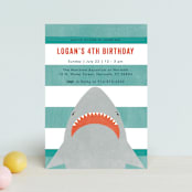 "Fin-tastic!" - Children's Birthday Party Invitations in Ocean by Annie Holmquist - Front