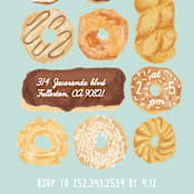 "Donut Miss The Party" - Children's Birthday Party Invitations in Blue Sky by Shiny Penny Studio - Detail