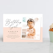 "Modern girl" - Children's Birthday Party Invitations in Blush by Stacey Meacham - Front