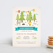 "Wild Woodland" - Children's Birthday Party Invitations in Turquoise by Michelle Taylor - Front
