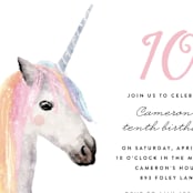 "rainbow unicorn" - Children's Birthday Party Invitations in Peony by Cass Loh - Detail