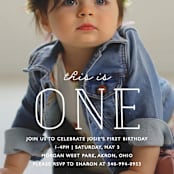 "This Is One" - Children's Birthday Party Invitations in Frost by Bethany Anderson - Detail