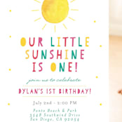"Little Sunshine" - Children's Birthday Party Invitations in Petal by Little Print Design - Detail