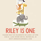 "Animal Stack" - Children's Birthday Party Invitations in Peach by Jessie Steury - Detail