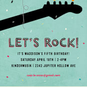 "Rock on" - Children's Birthday Party Invitations in Robin's Egg by Rebecca Bowen - Detail