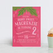 "Berry Sweet" - Children's Birthday Party Invitations in Strawberry by Laura Hankins - Front