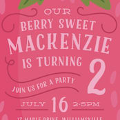 "Berry Sweet" - Children's Birthday Party Invitations in Strawberry by Laura Hankins - Detail