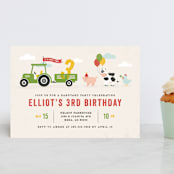 "Party Parade" - Children's Birthday Party Invitations in Cream by Michelle Taylor - Front