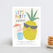 "Party like a pineapple" - Children's Birthday Party Invitations in Blue Hawaiian by Karidy Walker - Front