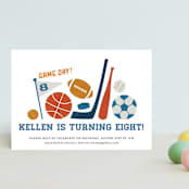 "Game Day" - Children's Birthday Party Invitations in Navy by Jessie Steury - Front
