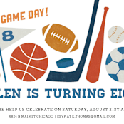 "Game Day" - Children's Birthday Party Invitations in Navy by Jessie Steury - Detail
