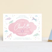 "Unicorn Dreams" - Children's Birthday Party Invitations in Bubblegum by Jennifer Wick - Front