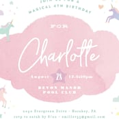 "Unicorn Dreams" - Children's Birthday Party Invitations in Bubblegum by Jennifer Wick - Detail