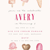 "Ice Cream Parlor" - Children's Birthday Party Invitations in Blush by Nicoletta Savod - Detail