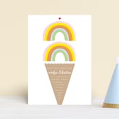 "Double Rainbow Scoop" - Children's Birthday Party Invitations in Sherbert by Baumbirdy - Front