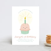 "Cupcake cutie" - Children's Birthday Party Invitations in Strawberry by Annie Holmquist - Front