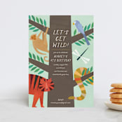 "Jungle Animals" - Children's Birthday Party Invitations in Forest by melanie mikecz - Front