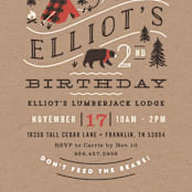 "Lumber Bears" - Children's Birthday Party Invitations in Kraft by Jennifer Wick - Detail