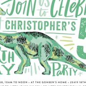 "Dino Party Hat" - Children's Birthday Party Invitations in Fern by Alethea and Ruth - Detail