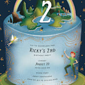"Disney's Peter Pan Neverland Cake" - Children's Birthday Party Invitations in Midnight by Becky Nimoy - Detail