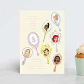 "Disney Princess Mirrors" - Children's Birthday Party Invitations in Vanilla by Baumbirdy - Front