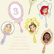 "Disney Princess Mirrors" - Children's Birthday Party Invitations in Vanilla by Baumbirdy - Detail