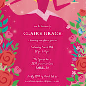 "Disney's Briar Rose" - Children's Birthday Party Invitations in Pink Melba by Rebecca Marchese - Detail