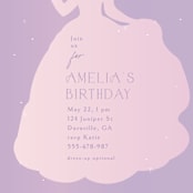 "Disney's Sparkling Princess Belle" - Children's Birthday Party Invitations in Lilac by Angela Thompson - Detail