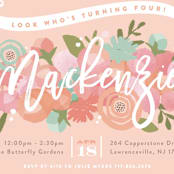 "Blooming Peonies" - Children's Birthday Party Invitations in Peach by Jennifer Wick - Detail