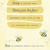 "Buzzing Beehive" - Children's Birthday Party Invitations in Daisy by Karidy Walker - Detail