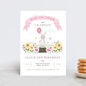 "Little Bunny" - Children's Birthday Party Invitations in Carnation by Michelle Taylor - Front