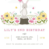 "Little Bunny" - Children's Birthday Party Invitations in Carnation by Michelle Taylor - Detail