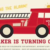 "Five Alarm" - Children's Birthday Party Invitations in Fire by Jessie Steury - Detail
