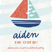 "Regatta Race" - Children's Birthday Party Invitations in Teal by Carolyn MacLaren - Detail