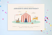 "Off to Join the Circus" - Children's Birthday Party Invitations in Navy by Amber Barkley - Front