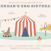 "Off to Join the Circus" - Children's Birthday Party Invitations in Navy by Amber Barkley - Detail